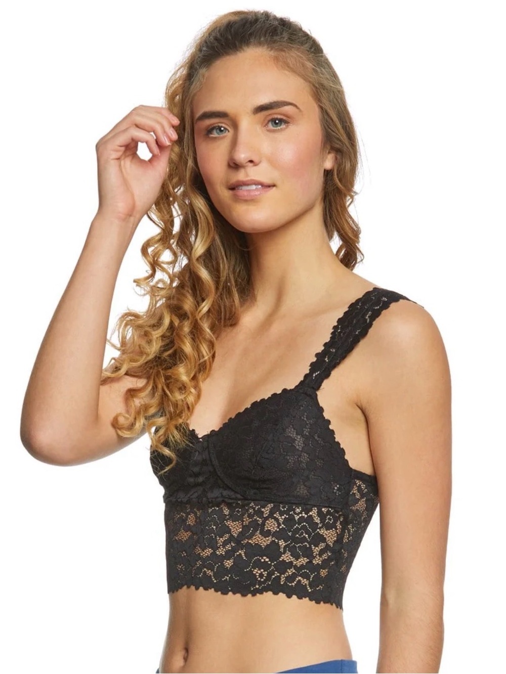 Free People Black Lace Longline Bralette